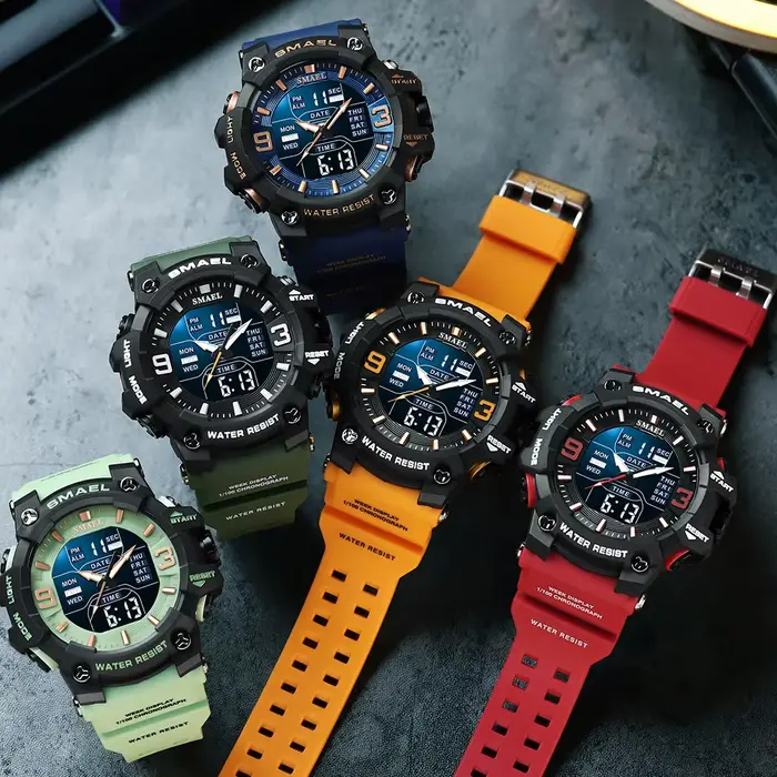 Montre de sport à quartz avec alarme lumineuse LED