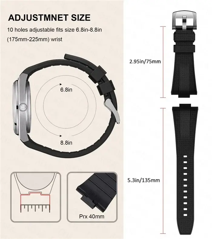 Bracelet en caoutchouc à dégagement rapide de 12mm pour Tissot PRX Powermatic 40mm T137.407 T137.410 hommes