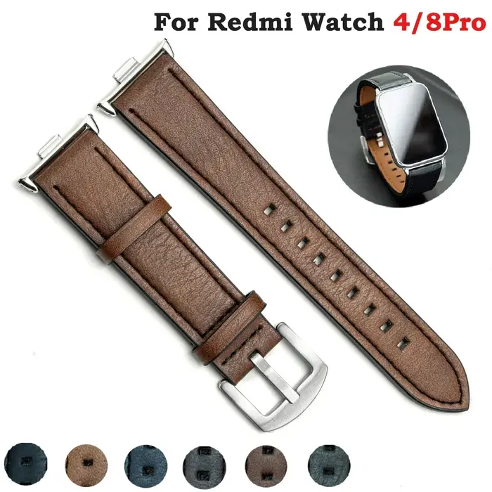 Pour Xiaomi Redmi montre 4 Smartwatch Bracelet en cuir Interface métallique remplacement Correa redmiwatch 4
