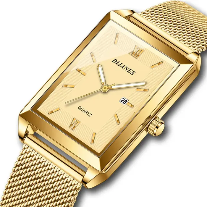 Montre-bracelet à quartz rectangulaire en acier inoxydable pour hommes, montres d'affaires, montre e