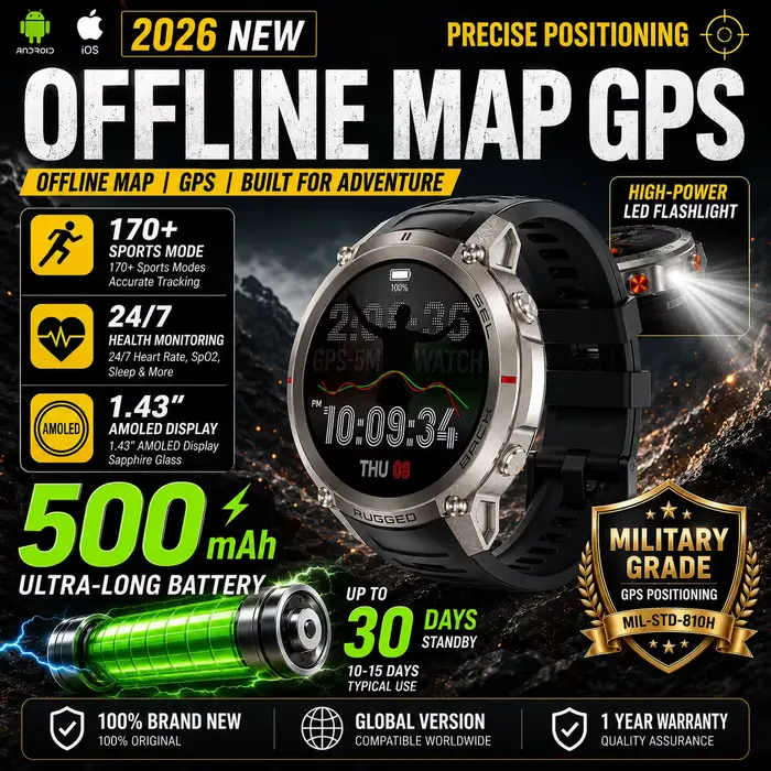 Montre connectée GPS avec carte hors ligne