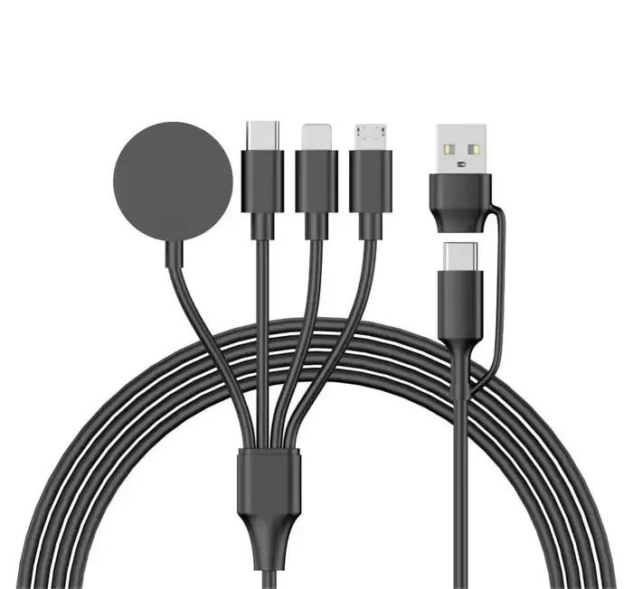 Câble de charge multiple 4 en 2 pour Apple Watch, chargeur USB C, compatible avec iPhone 15, 14, 13,