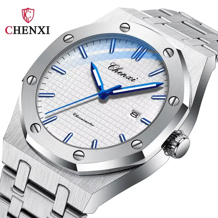 CHENXI 8248 chronographe Date affaires étanche montre pour hommes en acier inoxydable lumineux mode libre tendance