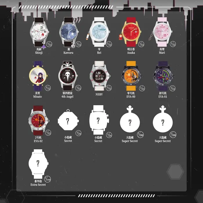 Montre-bracelet Evangelion - Boîte mystère - Série Human Instrumentality Project - Style film - Quartz - Article de collection pour fans d'anime