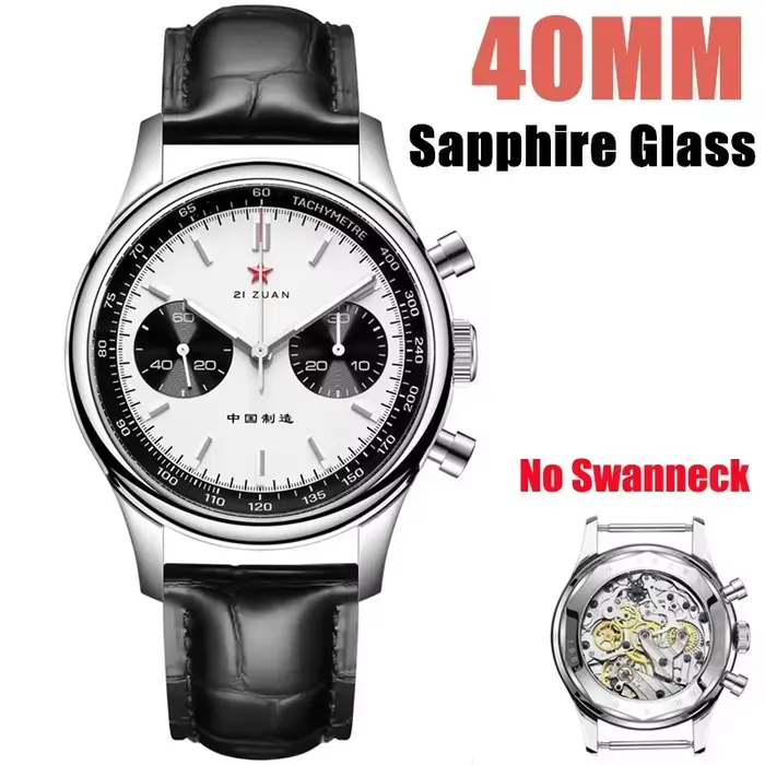 Red Star KrasnoMens-Montre-bracelet mécanique chronographe, Seaghydrst1901, mouvement col de cygne, 