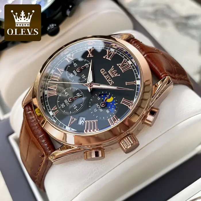 Montre à quartz chronographe étanche pour homme