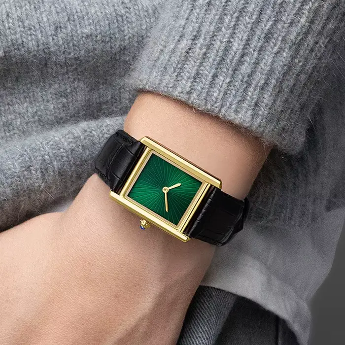 Nouvelle montre carrée classique pour hommes femmes conception Simple à deux mains bracelet en cuir de mode montres à Quartz étanches livraison directe