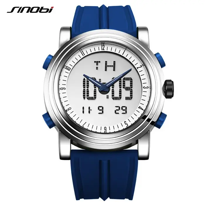 Nouveau SINOBI marque sport chronographe hommes montres numérique Quartz double mouvement étanche pl