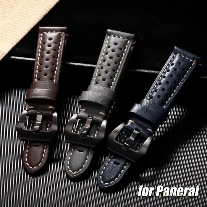 Bracelet de montre en cuir de vache respirant fait à la main 18mm 20mm 22mm 24mm 26mm pour Panerai pour Omega