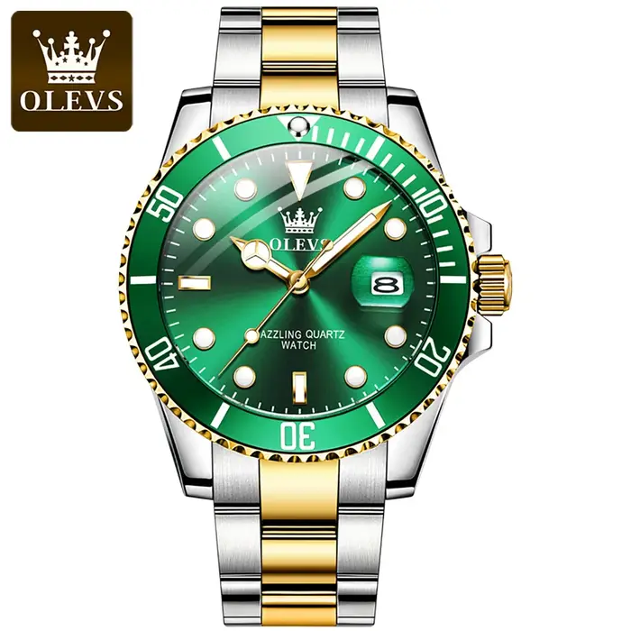 OLEVS montre pour hommes de luxe haut de gamme rotatif unidirectionnel anneau extérieur conception m