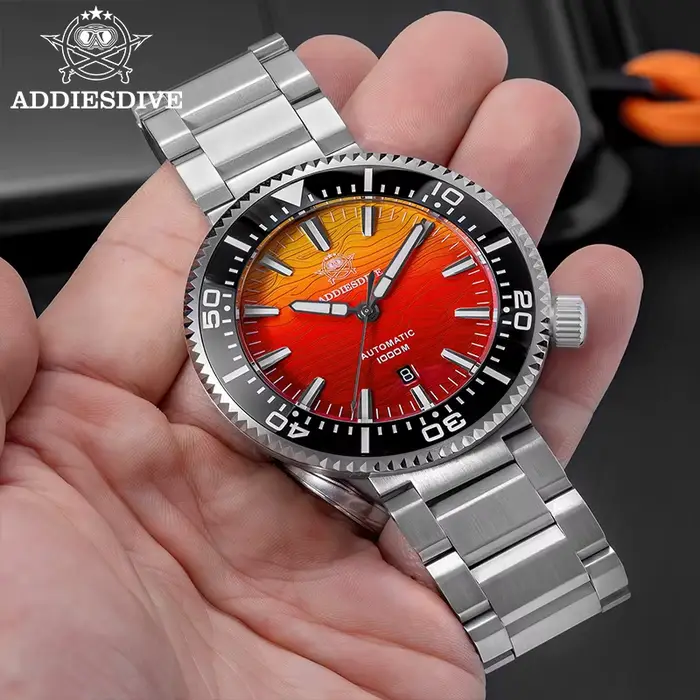 ADDIESDIVE montres automatiques pour hommes 1000M étanche saphir flamme nuages Texture luxe BGW9 lumineux nouvelle montre de plongée AD2526