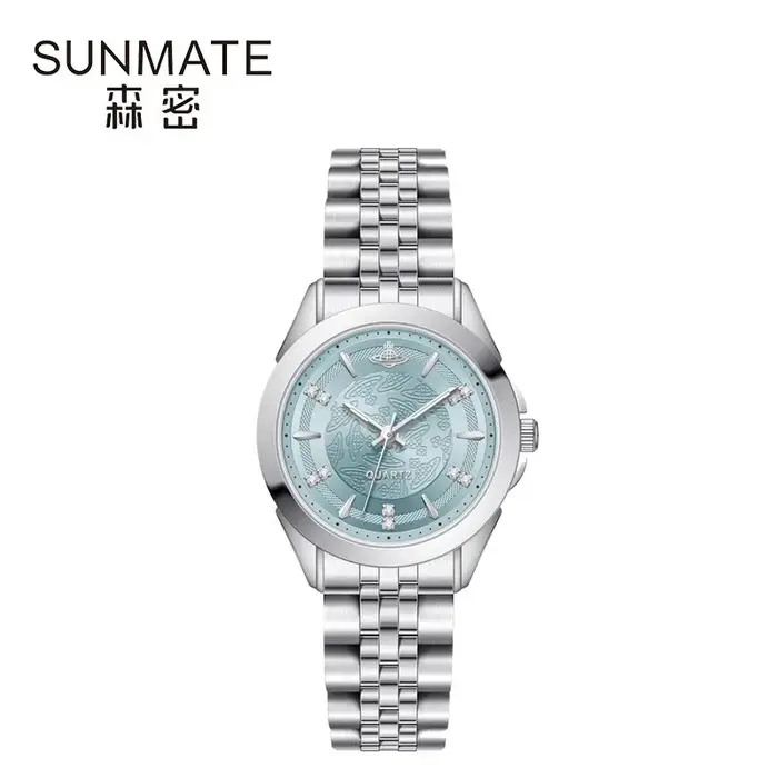 Montre pour femme SUNMATE de luxe avec cadran bleu glacé