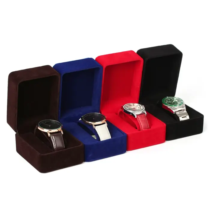 Boîte de montre en velours à coins ronds pour montre connectée