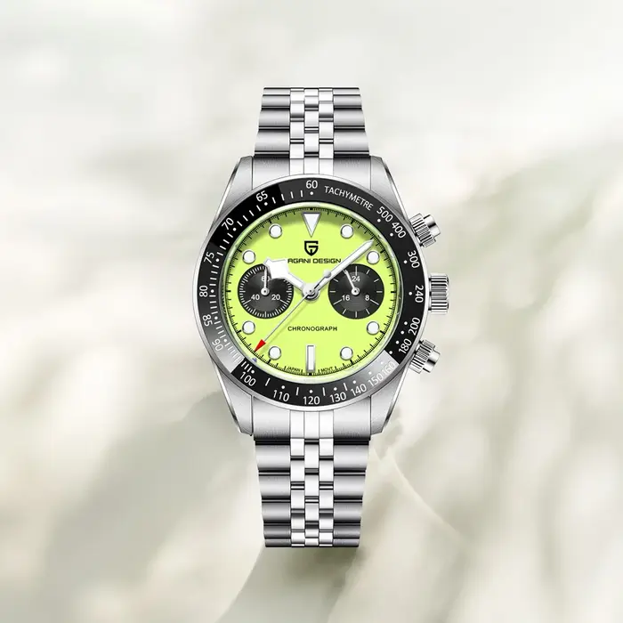 Nouvelle Montre Homme PAGANI DESIGN Panda 2026, Montre à Quartz Vert Fluorescent, Chronographe Sportif pour Homme, Saphir AR, Étanche