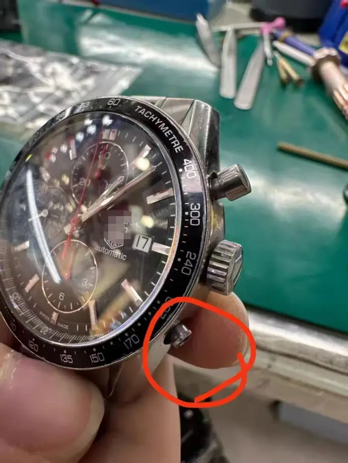 Accessoires de montre, bouton de chronométrage T-A-G Cv201 (universel pour les modèles supérieur et inférieur), en acier inoxydable avec surface polie miroir, pièce de rechange