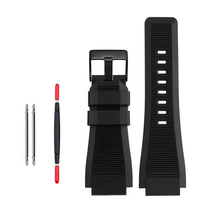 34*24mm Convex End Italian Calfskin Leather Watch Band For Bell Series BR01 BR03 Strap Watchband Bracelet Belt Ross Rubber Men