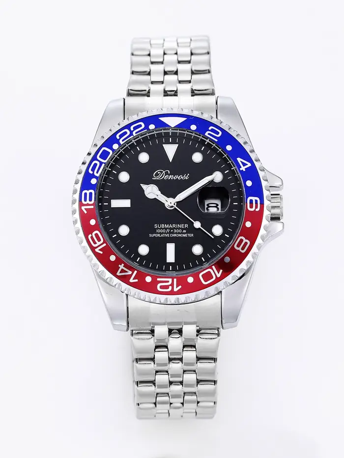 Montre de plongée GMT pour homme DENVOSI, lunette en céramique bicolore, montre automatique à quartz
