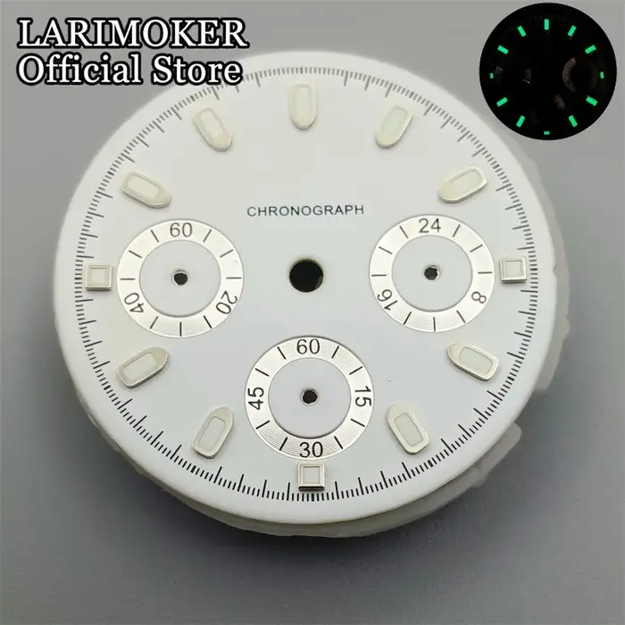 VK63LARIMOKER Cadran de montre à mouvement à quartz vert, gris, blanc, noir de 29,8 mm et aiguilles 