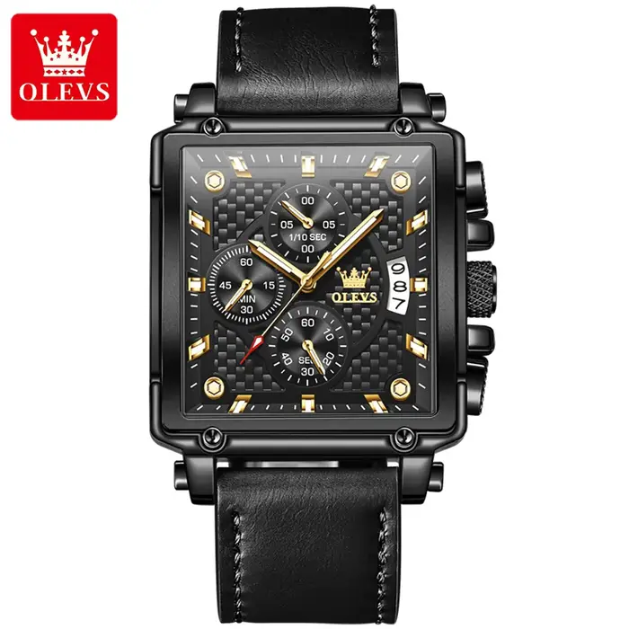 OLEVS hommes Top marque carré qualité Quartz montre-bracelet chronographe étanche montre originale p