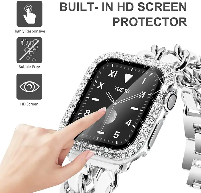 Coque en diamant + Film trempé pour Apple Watch
