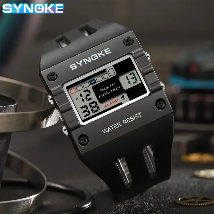 SYNOKE montre numérique montre en plein air nouvelle couleur tendance hommes sport montre électronique étanche nuit lueur grand écran carré étudiant