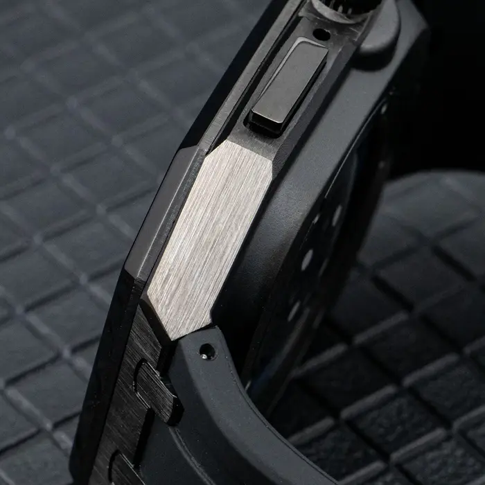 Boîtier en métal + bracelet en silicone pour Apple Watch Series 11 10 9 87SE/6/5/4 46mm 45mm 44mm, bracelet en caoutchouc, kit de modification de luxe en acier inoxydable