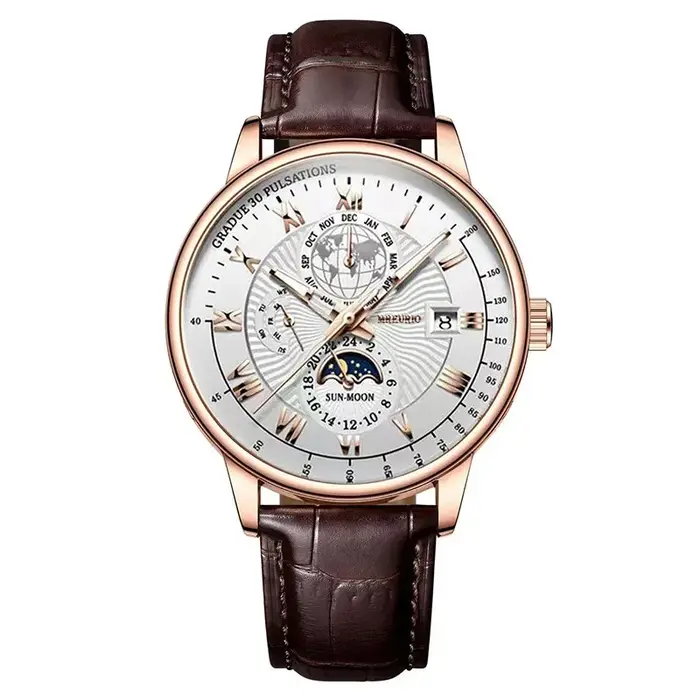 Montre de marque de luxe pour hommes, tendance, haut de gamme, légère, polyvalente, bracelet en cuir