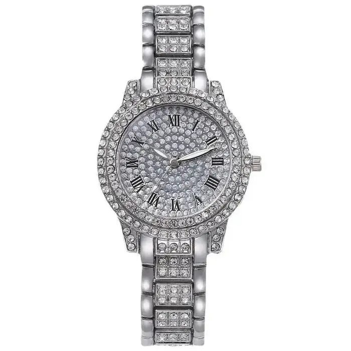 Montres plein de diamants pour femmes de luxe haut de gamme Hip Hop numéro montre à Quartz pour hommes mode acier étanche horloge montre-bracelet