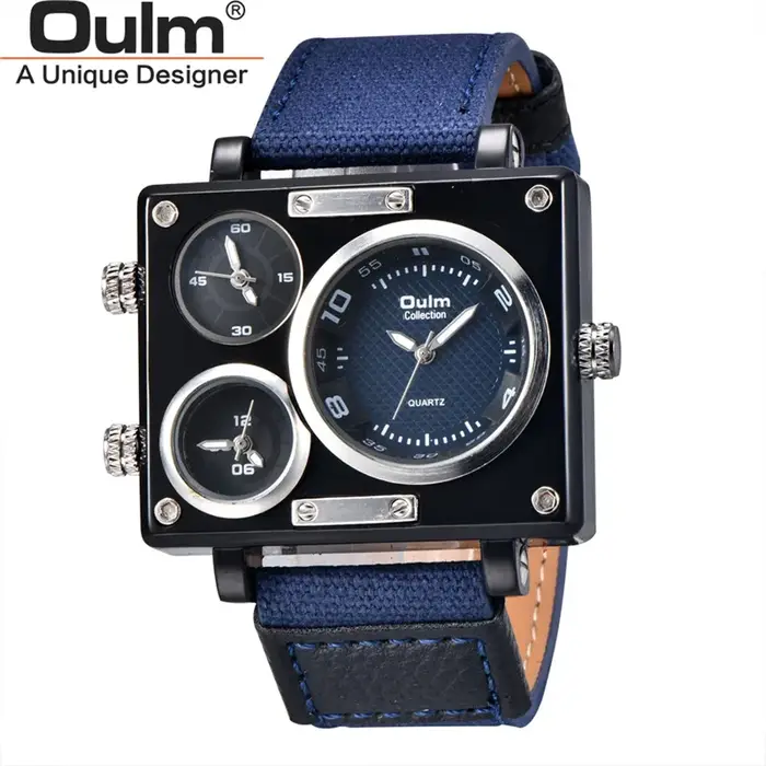 Oulm-Montre de sport à quartz verte pour homme