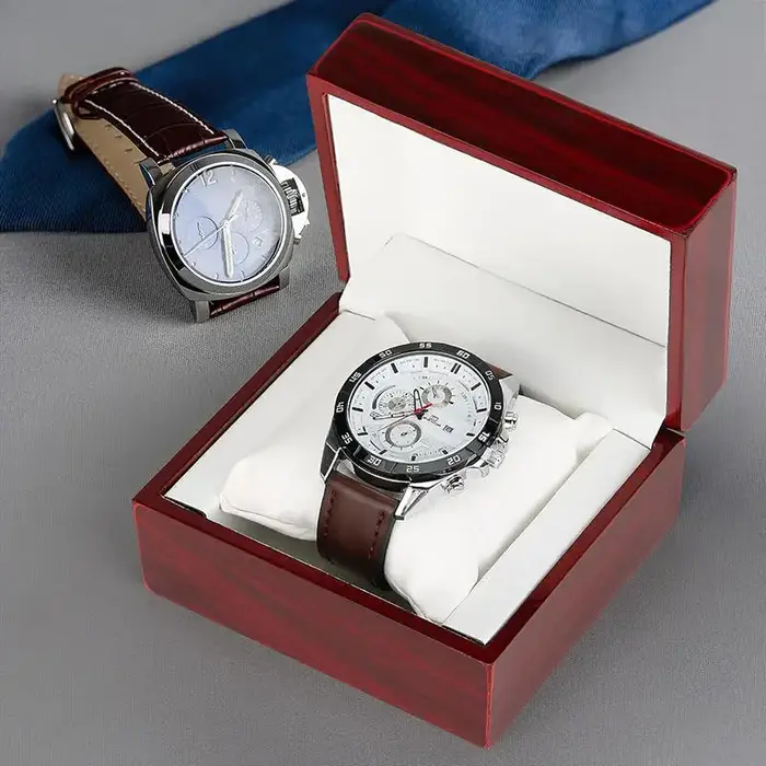 Boîte à montre individuelle haut de gamme en bois avec coussin, étui de voyage de luxe pour homme, rangement pour montre-bracelet et bracelet, coffret cadeau