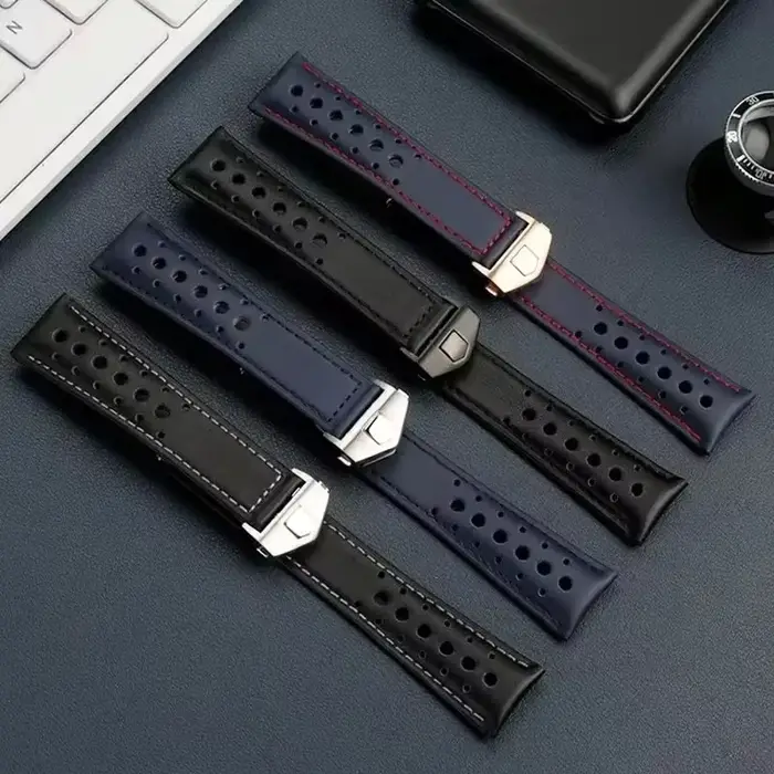 Bracelet de montre élégant en cuir véritable pour homme