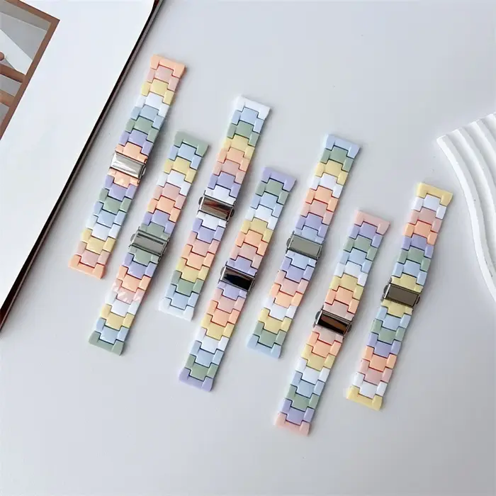 Bracelet en résine arc-en-ciel pour Xiaomi band 8 9 10 pro