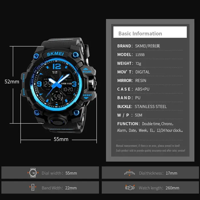 Skmei montre de Sport 5Bar étanche double affichage montres Relogio Masculino