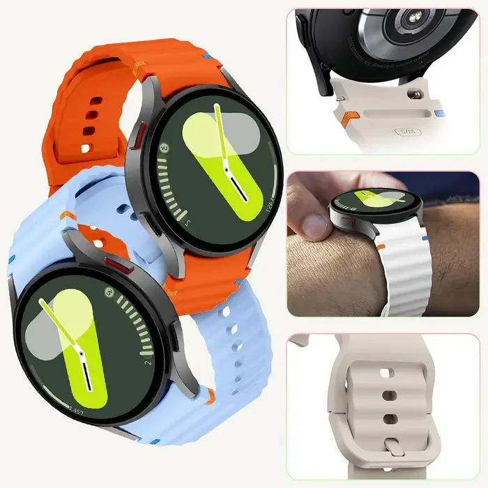 Bracelet en Silicone officiel pour Samsung Galaxy Watch 7/FE/6/5/4 44mm 40mm 5 Pro
