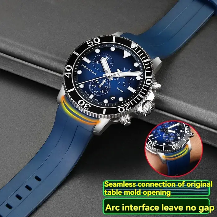Pour Tissot 1853 T120/T120417A-21mm 22mm FKM bracelet de montre en caoutchouc-bracelet en Silicone à extrémité incurvée pour hommes, remplacement Durable prêt à la plongée