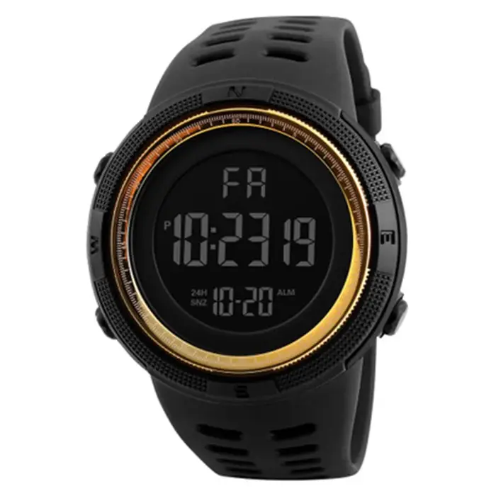 Montre de sport numérique pour hommes, étanche, décontractée, lumineuse, chronomètre, alarme, montre