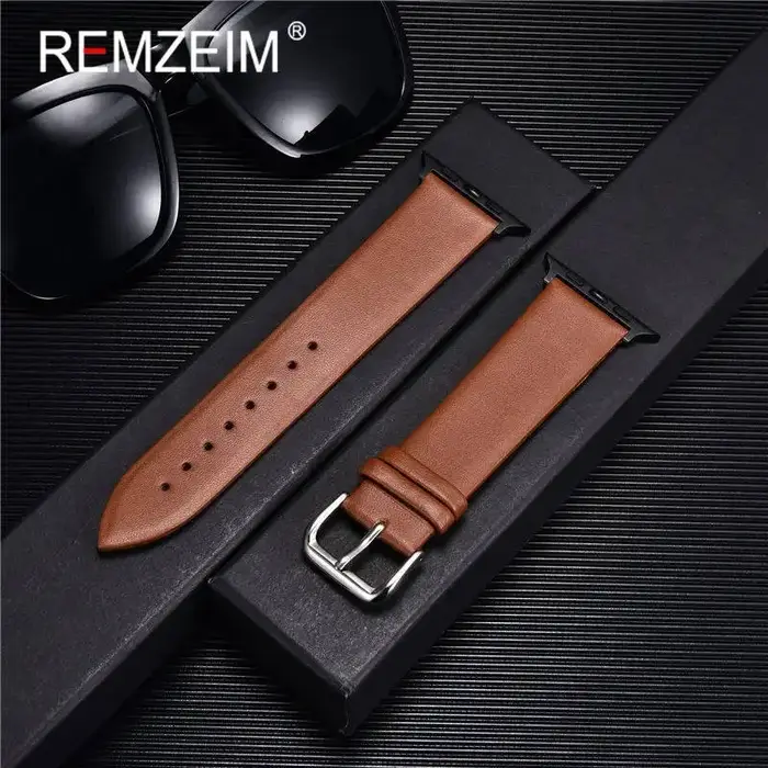 Bracelet en cuir véritable pour Apple Watch 8 7 6 SE 5 4 3 2 38mm 40mm 41mm