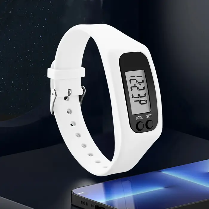 Podomètre LED Bracelet compteur de calories au poignet affichage de l'heure 12/24H