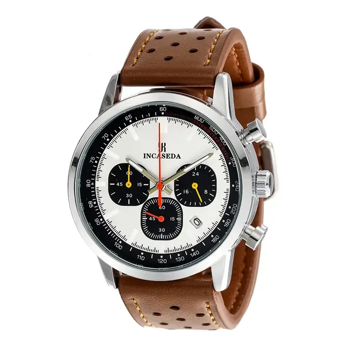 Montre chronographe sportive étanche à quartz lumineuse, montres multifonctionnelles en cuir pour co