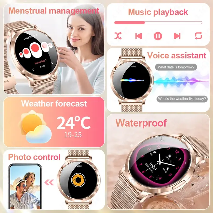 LIGE 2025 nouvelle montre intelligente pour femmes AMOLED HD écran montres IP68 étanche moniteur de fréquence cardiaque dames ultra-mince Smartwatch
