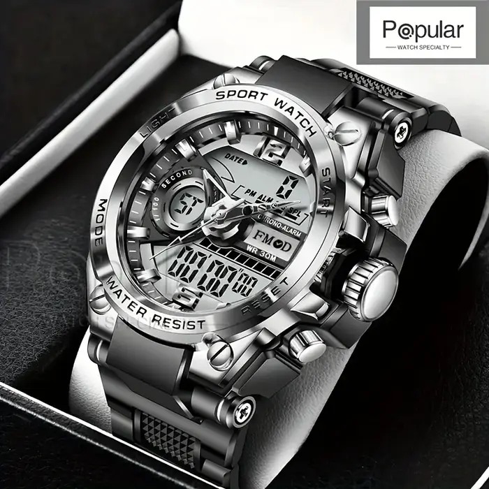 Montre-bracelet militaire numérique en acier pour hommes