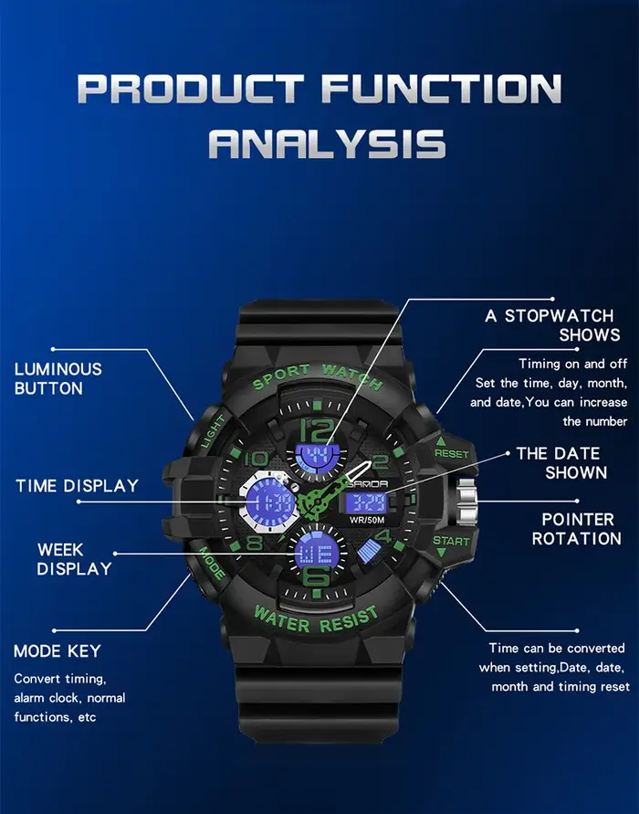 SANDA – montre militaire de Style G pour hommes
