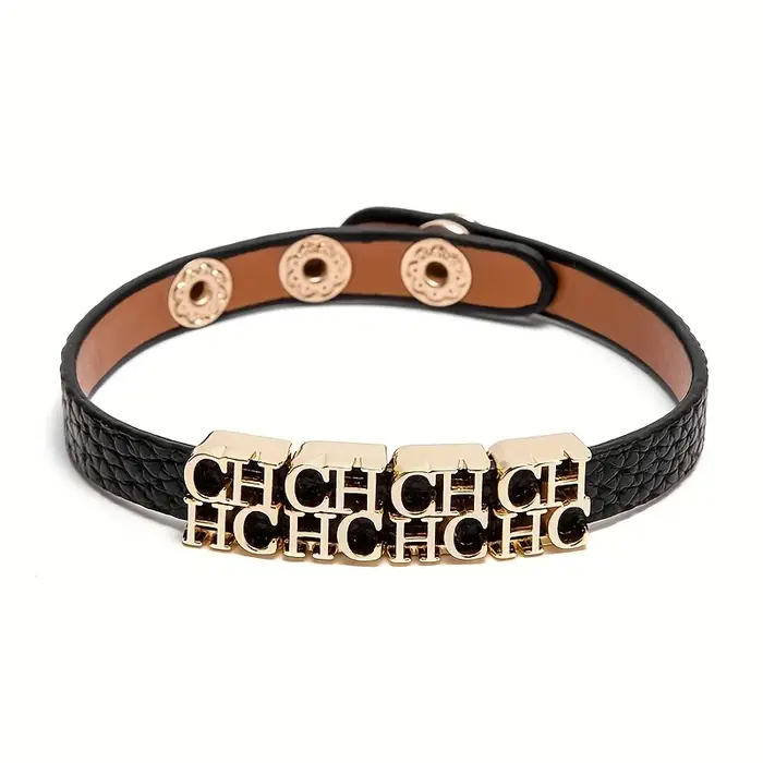 Bracelet en cuir avec étiquette alphabet