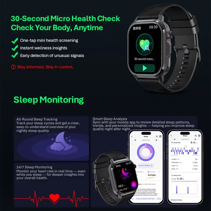 Montre connectée VALDUS CARDIGO AMOLED GPS+ECG pour homme et femme
