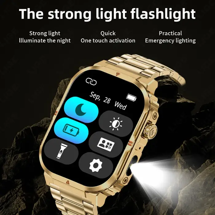 LIGE nouveau sport montre intelligente 2.01 "HD faire réponse appel Assistant vocal lampe de poche en plein air 370mAh batterie Smartwatch pour hommes femmes