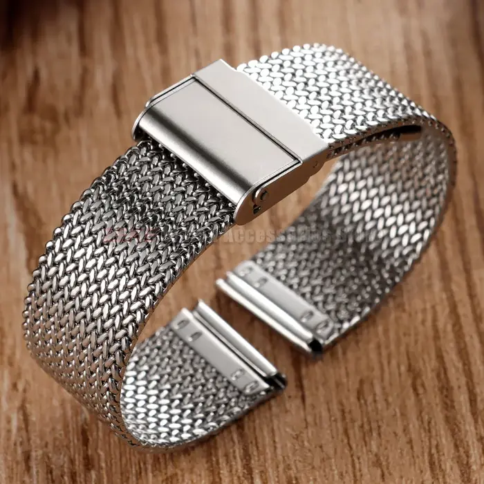 Bracelet en maille milanaise pour montre connectée, en acier inoxydable, avec boucle pliante DW, 16mm, 18mm, 20mm, bracelet universel pour Seiko