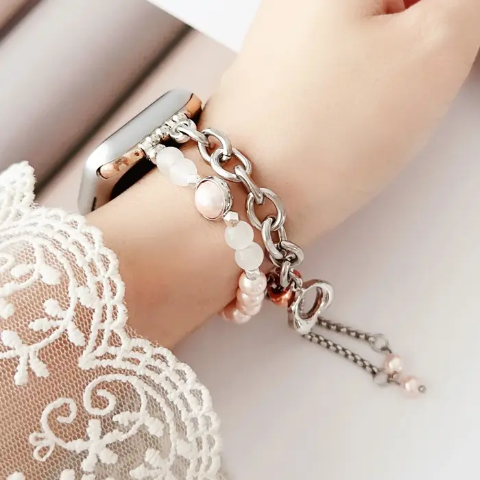 Bracelet en perles d'agate pour Apple Watch S10 42mm