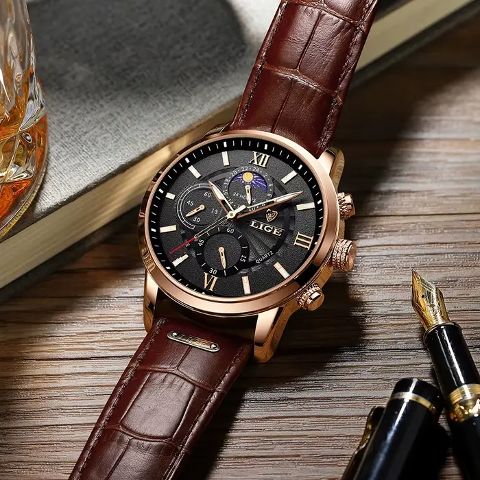 Montres pour hommes LIGE Top marque de luxe hommes montre-bracelet pour hommes en cuir montre à Quartz sport étanche mâle horloge Relogio Masculino