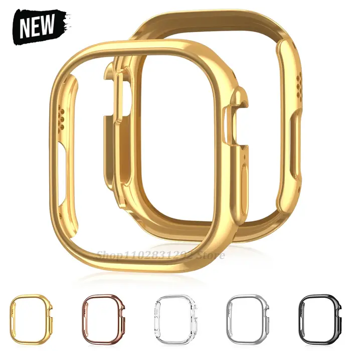 Pour Apple Watch 38 40 42 45 ultra3 49mm plaqué squelette couverture rigide PC pare-chocs cadre pour iWatch SE 11 10 9 8 7 6 5 4 SE3 étui
