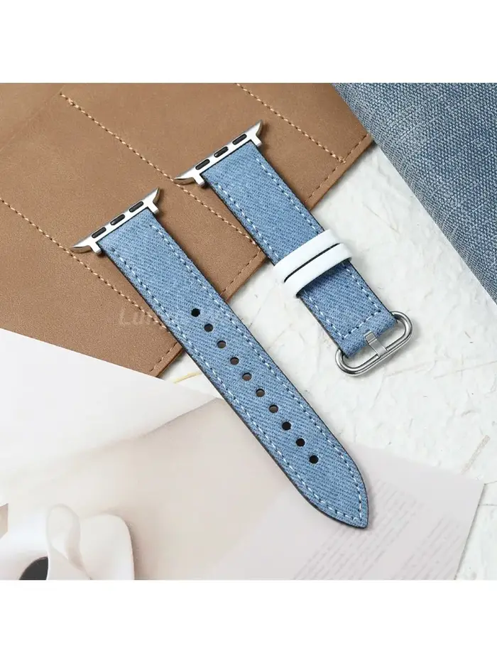 Bracelet de montre pour femme en denim et cuir pour Apple Watch Ultra 11 10 9 8 7 6 5 4 pour IWatch 38mm 41mm 42mm 45mm 46mm 49mm
